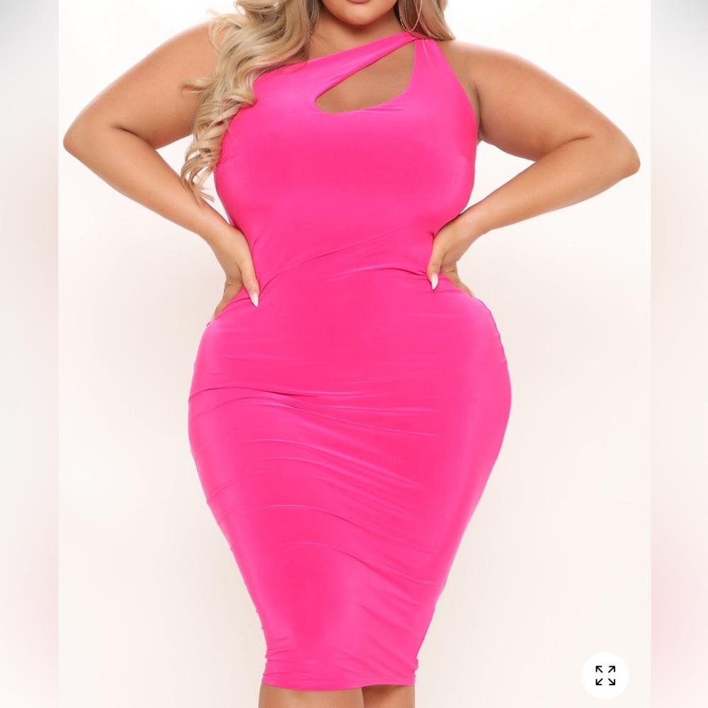 Fashion Nova Hot Pink Cutout Midi Dress
